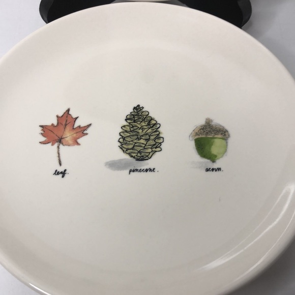 4 Rae Dunn Artisan Collection Autumn Appetizer Plates Leaf Pinecone Acorn Fall - Picture 2 of 4